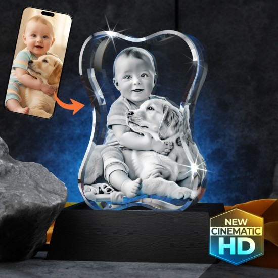 3D Crystal Dog Bone Vertical main product photo