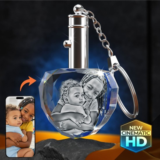 3D Crystal Heart Keychains