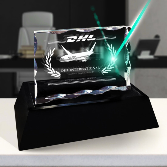 3D Crystal Notched Plaque Horizontal